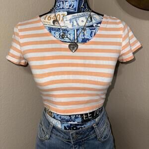 Y2K Wet Seal Orange and white striped crop top